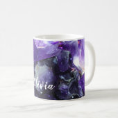 Paarse amethyst Persoonlijke naam Koffiemok (Voorkant rechts)