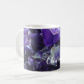 Paarse amethyst Persoonlijke naam Koffiemok (Voorkant links)