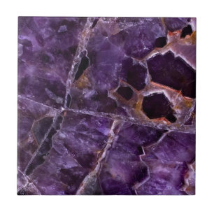 Paarse Amethyst Quartz Crystal Print Ceramic Tegel Tegeltje