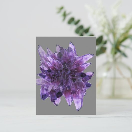 PAARSE AMETHYST QUARTZ CRYSTALS MINERAL BRIEFKAART (Staand voorkant)