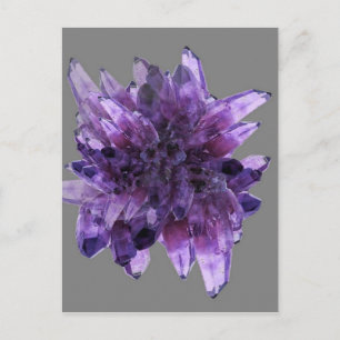 PAARSE AMETHYST QUARTZ CRYSTALS MINERAL BRIEFKAART
