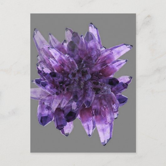 PAARSE AMETHYST QUARTZ CRYSTALS MINERAL BRIEFKAART (Voorkant)