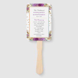 Paarse Amethyst Rechthoek Gouden Glitter Lijst Handwaaier