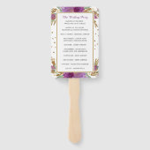 Paarse Amethyst Rechthoek Gouden Glitter Lijst Handwaaier (Achterkant)