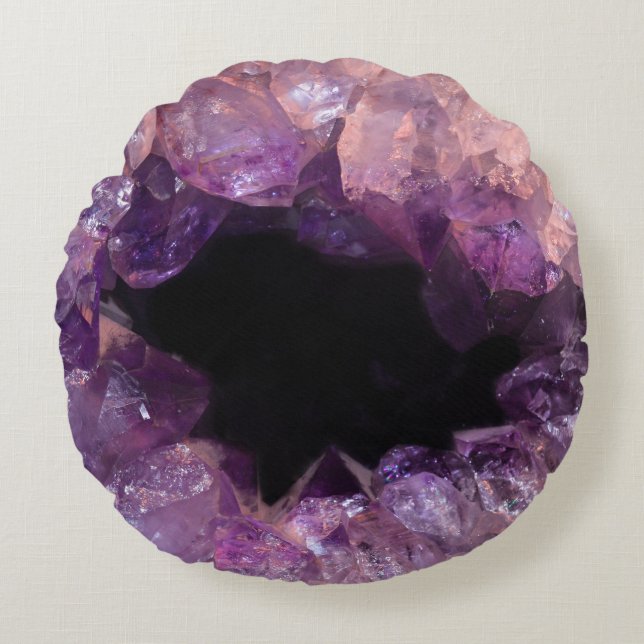 Paarse Amethyst Rond Kussen (Voorkant)