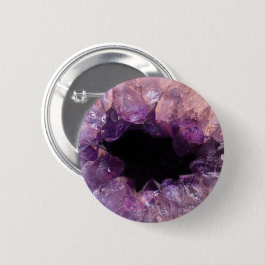 Paarse Amethyst Ronde Button 5,7 Cm (Voorkant /achterkant)