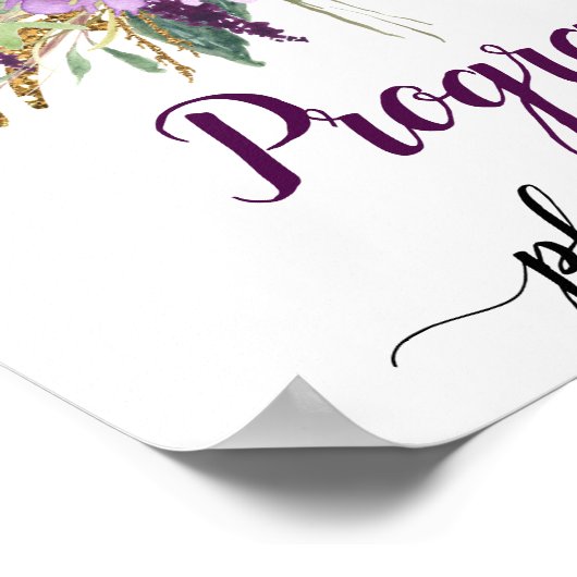 Paarse Amethyst Sparkles Wedding Programs Sign Poster (Hoek)