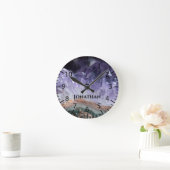 Paarse Amethyst Stone Crystals Geode Foto Aangepas Ronde Klok (Huis)