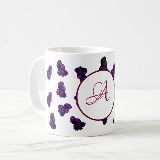 Paarse Amethyst Stones Pattern Klassieke Mok (Voorkant links)