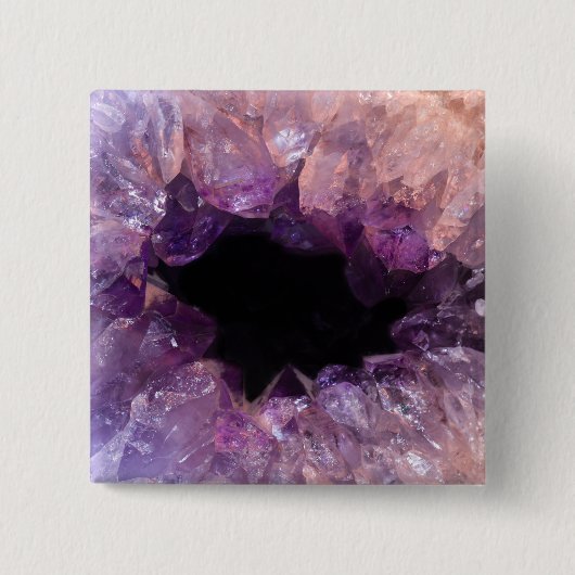 Paarse Amethyst Vierkante Button 5,1 Cm (Voorkant)