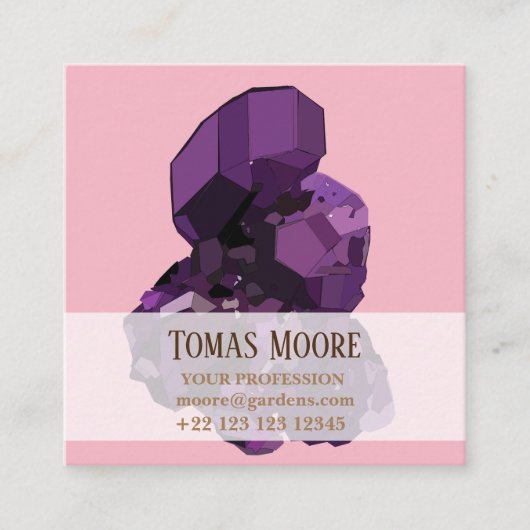 Paarse Amethyst-Visitekaartjes Vierkante Visitekaartje (Voorkant)