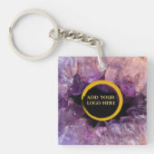 Paarse amethyst voeg eigen logo professioneel toe sleutelhanger (Voorkant)