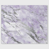 Paarse Amethyst White Silver Grey Marble Shiny Cadeaupapier (Vlak)