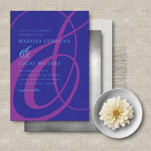 Paarse Ampersand huwelijksuitnodiging Kaart