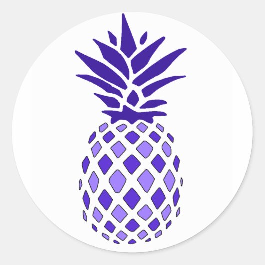 Paarse ananas ronde sticker (Voorkant)