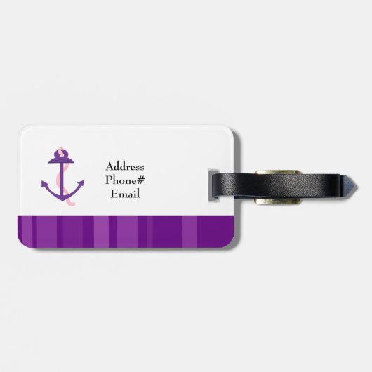 Paarse Anchor Bagagelabel (Achterkant horizontaal)