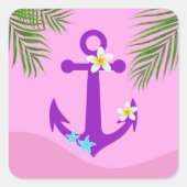 Paarse Anchor Vierkante Sticker (Voorkant)