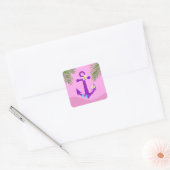 Paarse Anchor Vierkante Sticker (Envelop)