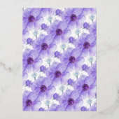 Paarse anemon florale waterverf verloving folie uitnodiging (Achterkant)
