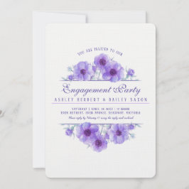 Paarse anemon florale waterverf verloving kaart