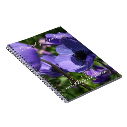 Paarse Anemone 60th Birthday Party Guest Book Notitieboek (Rechterzijde)