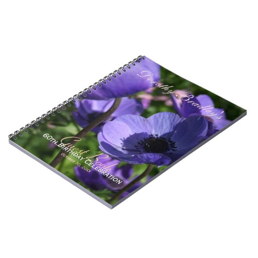 Paarse Anemone 60th Birthday Party Guest Book Notitieboek (Linkerzijde)