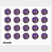 Paarse Anemone Abstract Ronde Sticker (Vel)
