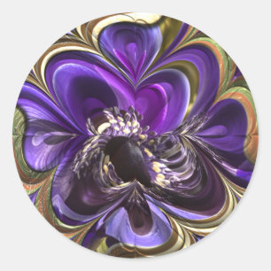 Paarse Anemone Abstract Ronde Sticker