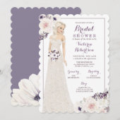 Paarse Anemone Bride in Gown Vrijgezellenfeest Kaart (Voorkant / Achterkant)