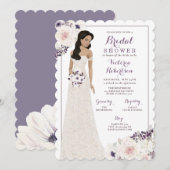 Paarse Anemone Bride in Gown Vrijgezellenfeest Kaart (Voorkant / Achterkant)