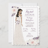 Paarse Anemone Bride in Gown Vrijgezellenfeest Kaart (Voorkant)