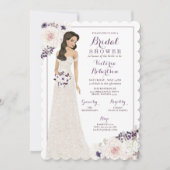 Paarse Anemone Bruid in Gown Vrijgezellenfeest Kaart (Voorkant)