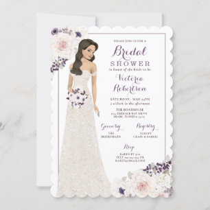 Paarse Anemone Bruid in Gown Vrijgezellenfeest Kaart