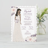 Paarse Anemone Bruid in Gown Vrijgezellenfeest Kaart (Staand voorkant)