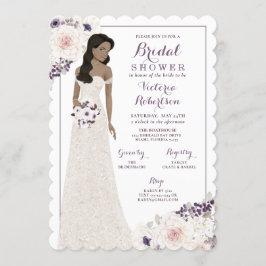 Paarse Anemone Bruid in Gown Vrijgezellenfeest Kaart