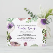 Paarse Anemone Floral Rehearsal Diner Uitnodiging (Staand voorkant)