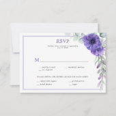 Paarse Anemone Greenery Double Lijst RSVP (Voorkant)
