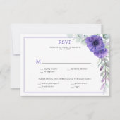Paarse Anemone Greenery Double Lijst RSVP Kaart (Voorkant)