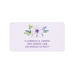 Paarse Anemone & Hyacint Lente Bloemen Etiket