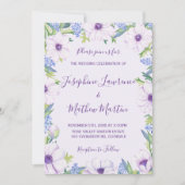 Paarse Anemone Hyacinth Spring bruiloft uitnodigin Kaart (Voorkant)