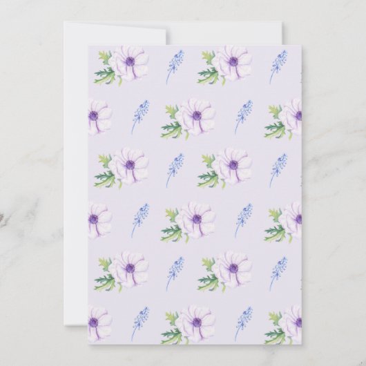 Paarse Anemone Hyacinth Spring bruiloft uitnodigin Kaart (Achterkant)