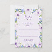 Paarse Anemone Hyacinth Spring Wedding Reply Kaart (Voorkant)