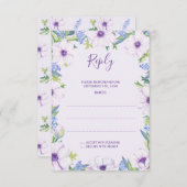 Paarse Anemone Hyacinth Spring Wedding Reply Kaart (Voorkant / Achterkant)
