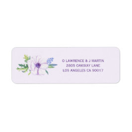 Paarse Anemone Spring Floral Etiket