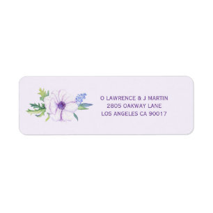 Paarse Anemone Spring Floral Etiket