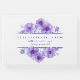 Paarse anemone waterverf bruiloft gastenboek