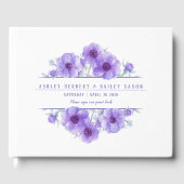 Paarse anemone waterverf bruiloft gastenboek (Voorkant)