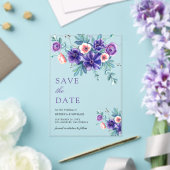 Paarse Anemonen Bouquet Wedding Save the Date Acryl Uitnodigingen (Insitu (Huwelijk))
