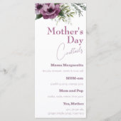 Paarse Anemonen Moederdag Cocktails Menu (Voorkant)