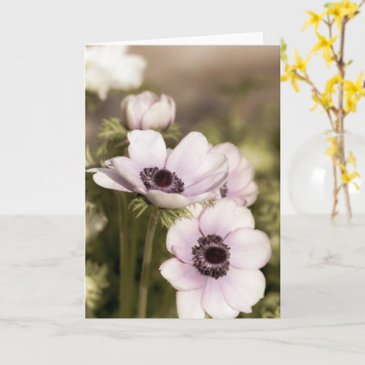 Paarse anemonen noot kaart (Gele Bloem)